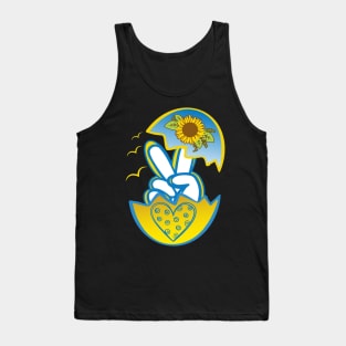 Peace Love Freedom Easter Egg Sunflower Peace Hand Sign Tank Top